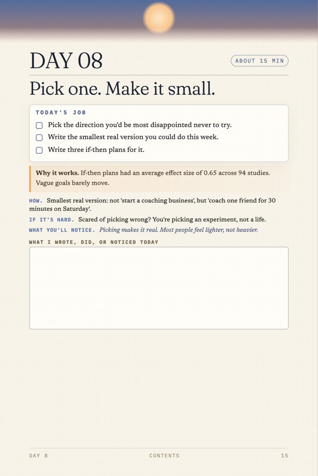 Day 8: pick one, make it small