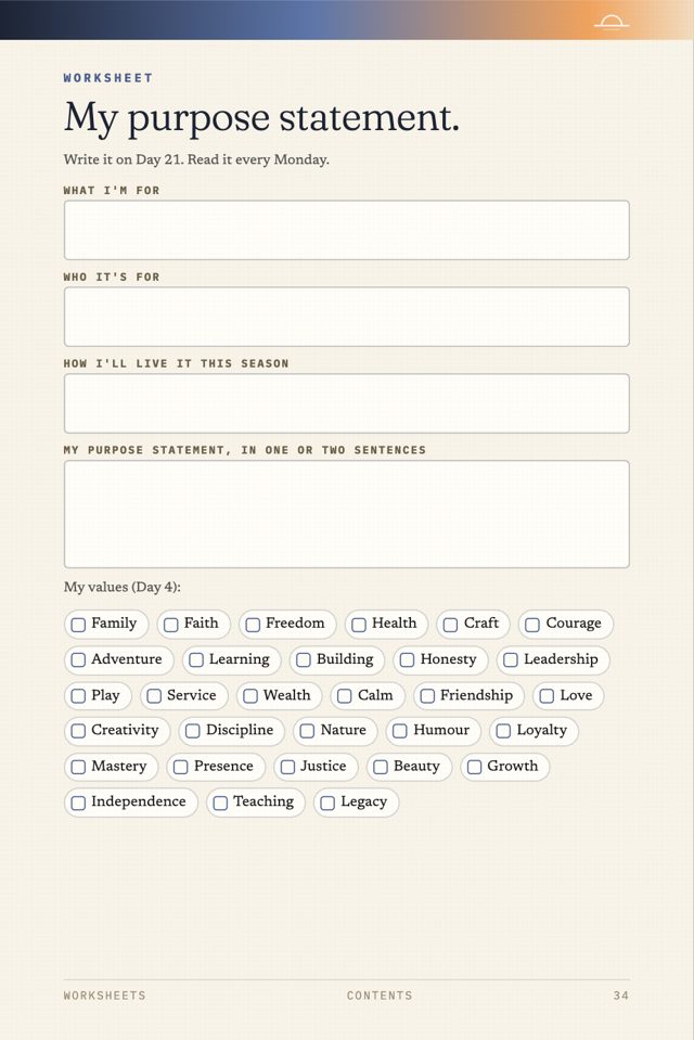 My purpose statement worksheet
