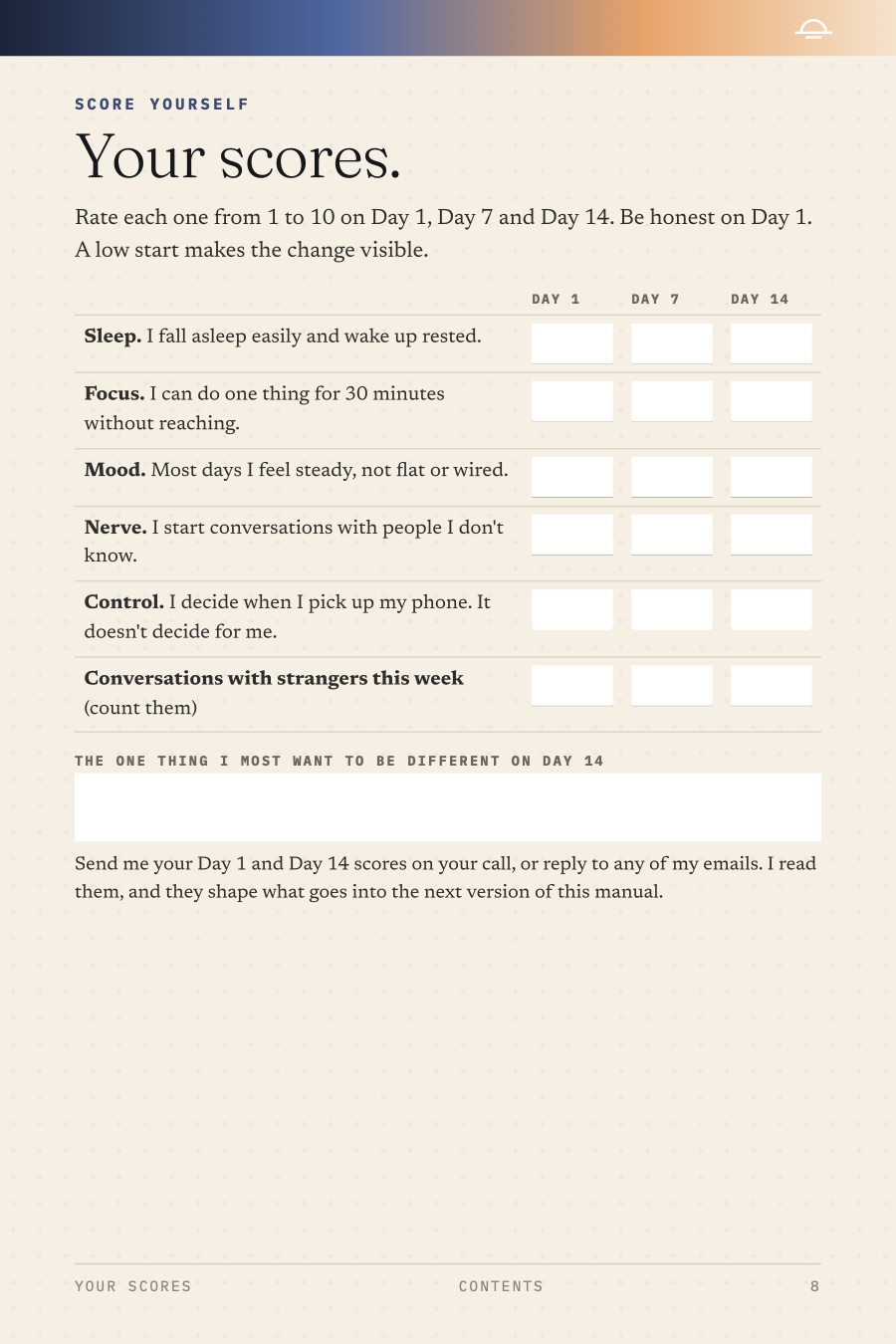 Your scores worksheet